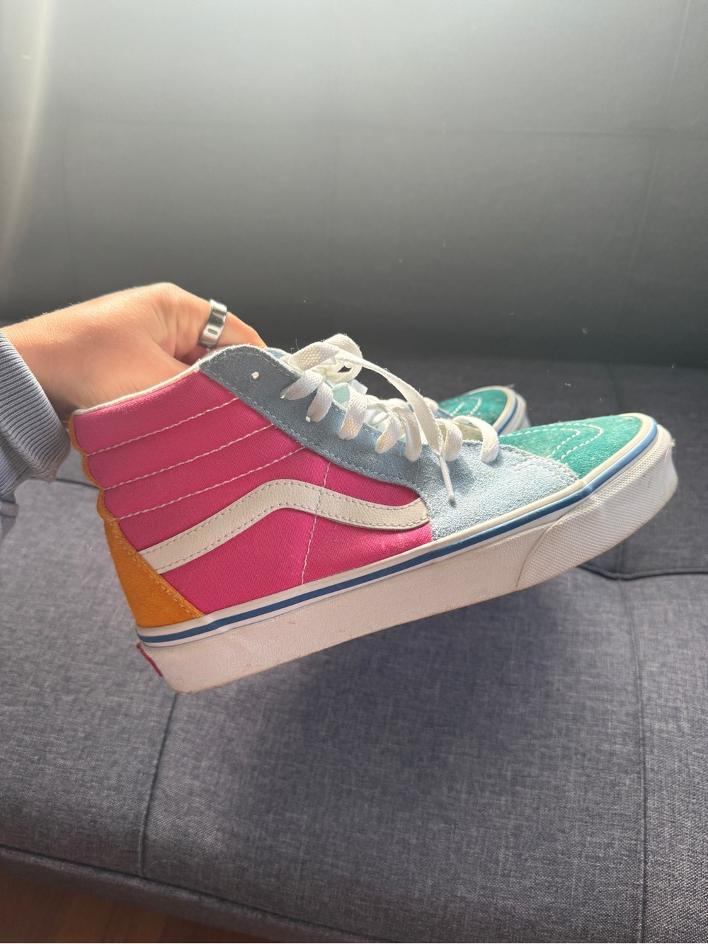 Vans High-Top Colorblock Sneaker - Pink, Teal, Light Blue, Mustard